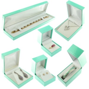 Teal Blue Leatherette Jewelry Boxes