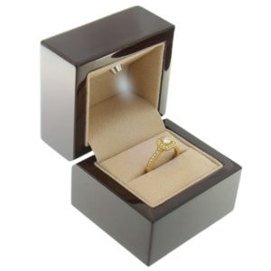 Deluxe Glossy Wooden LED Lighted Engagement Ring Box