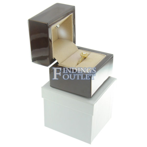 Deluxe Glossy Wooden LED Lighted Engagement Ring Box Stack