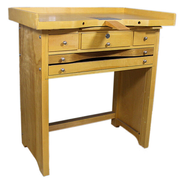 Hardwood Jewelers Workbench With Three Drawers