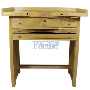 Hardwood Jewelers Workbench With Three Drawers Front