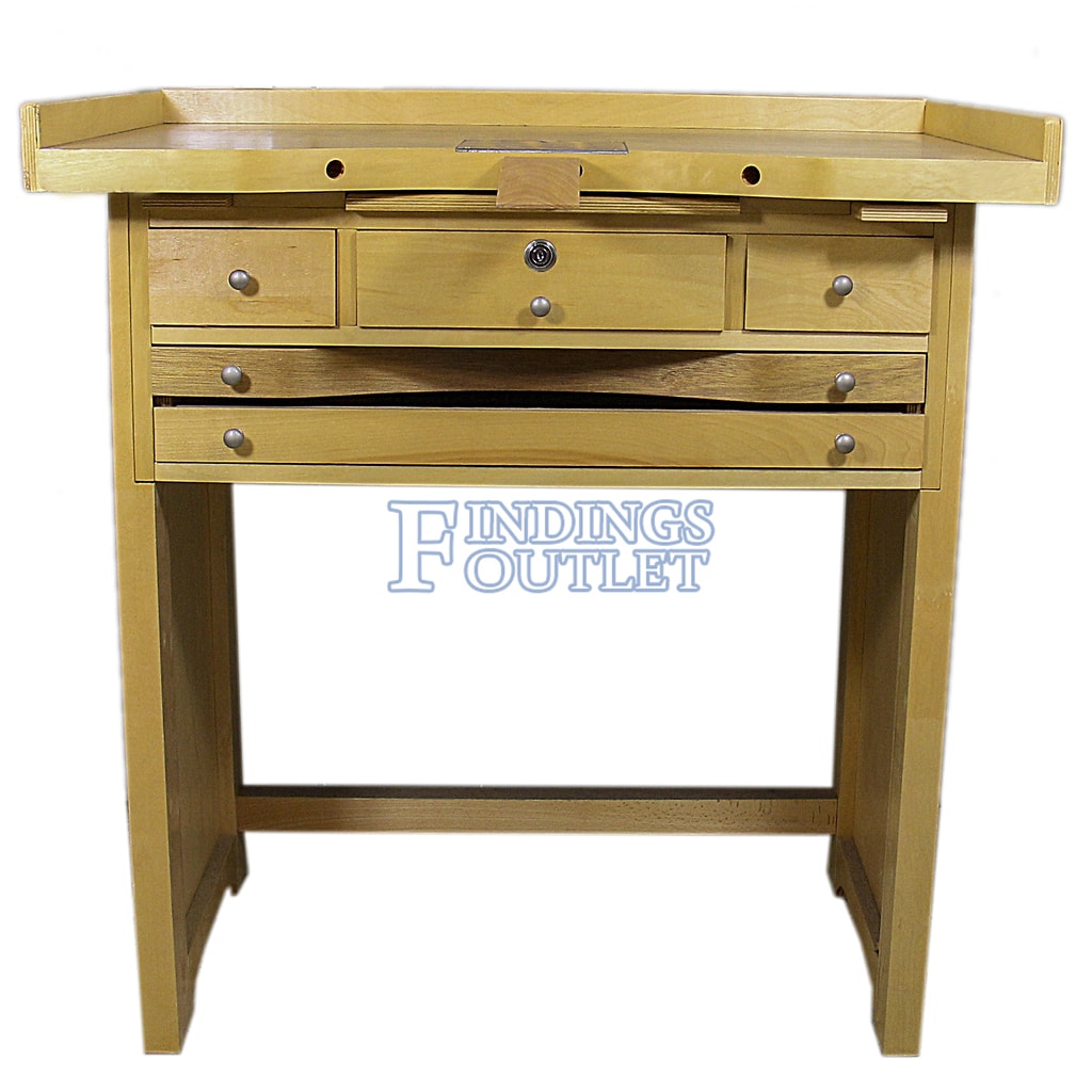 Noble Fine Wood Smart Jewelers Bench - Wooden Workbench with Drawers, Solid Wood Top, Power Outlets and USB Ports for Jewelry Making