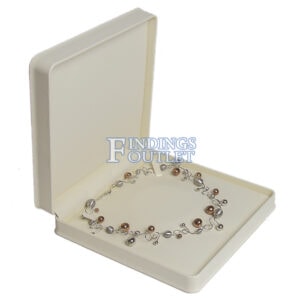 Cream Soft Leather Necklace Box Display Jewelry Gift Box 1/2 Dozen Angle Jewelry