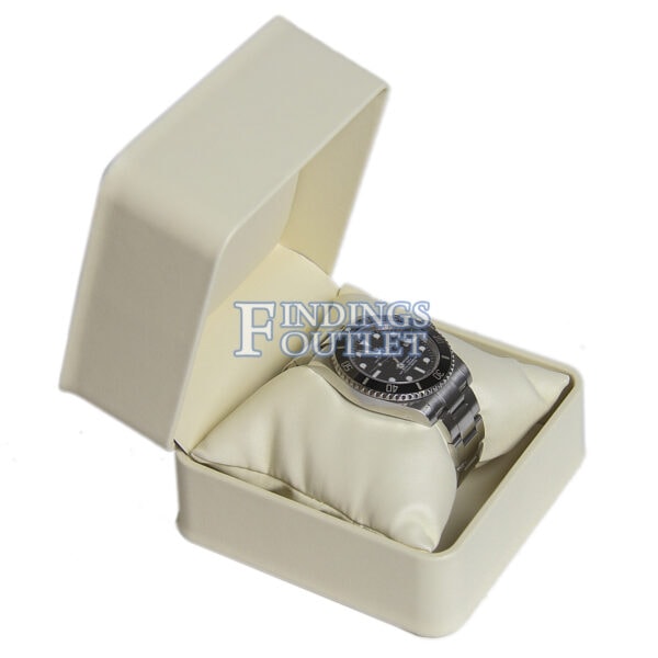 Cream Soft Leather Watch Box Display Jewelry Gift Box 1 Dozen With Jewelry
