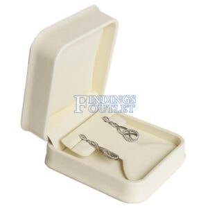 Cream Soft Leather Earring Box Display Jewelry Gift Box 1 Dozen With Jewelry