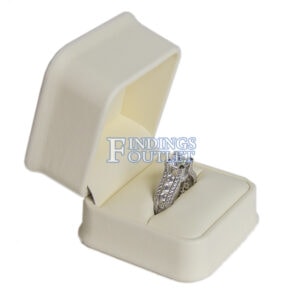 Cream Soft Leather Ring Box Display Jewelry Gift Box 1 Dozen With Jewelry