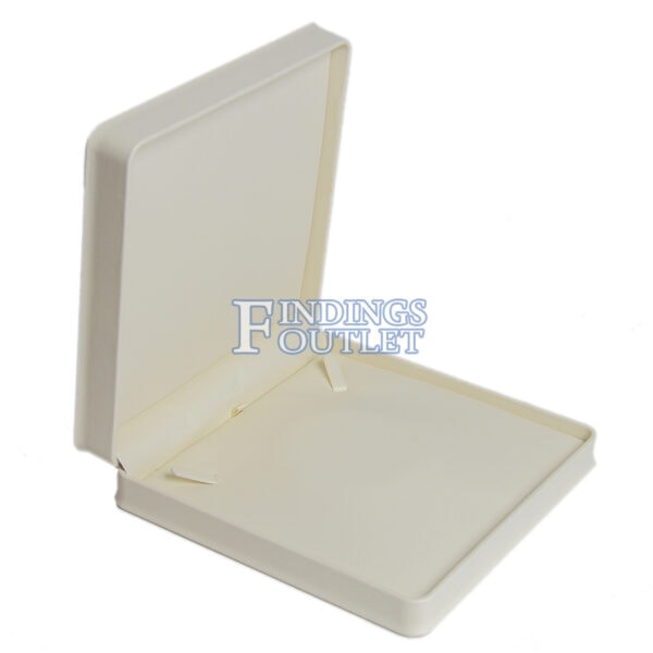 Cream Soft Leather Necklace Box Display Jewelry Gift Box 1/2 Dozen Angle
