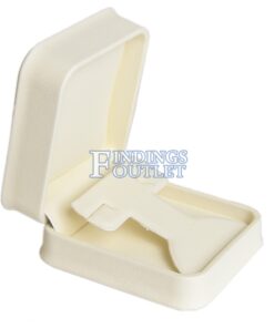 Cream Soft Leather Earring Box Display Jewelry Gift Box 1 Dozen Open