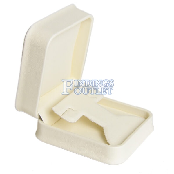 Cream Soft Leather Earring Box Display Jewelry Gift Box 1 Dozen Open
