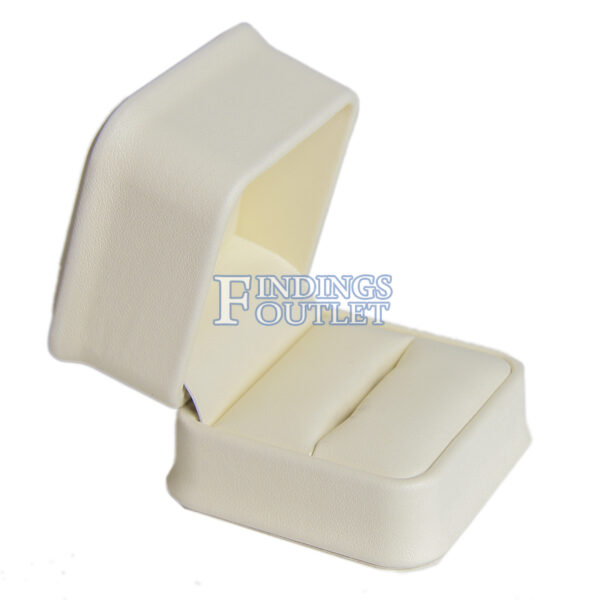 Cream Soft Leather Ring Box Display Jewelry Gift Box 1 Dozen Open