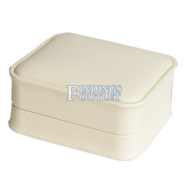 Cream Soft Leather Earring Box Display Jewelry Gift Box 1 Dozen Closed