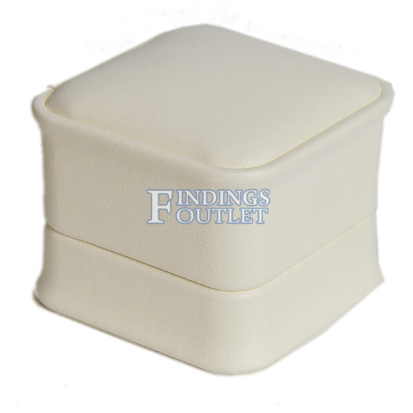 Cream Soft Leather Ring Box Display Jewelry Gift Box 1 Dozen Closed