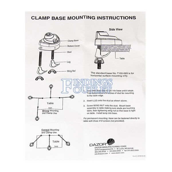 Dazor 3-Tube Fluorescent Clamp Style Jewelers Bench Lamp Manual