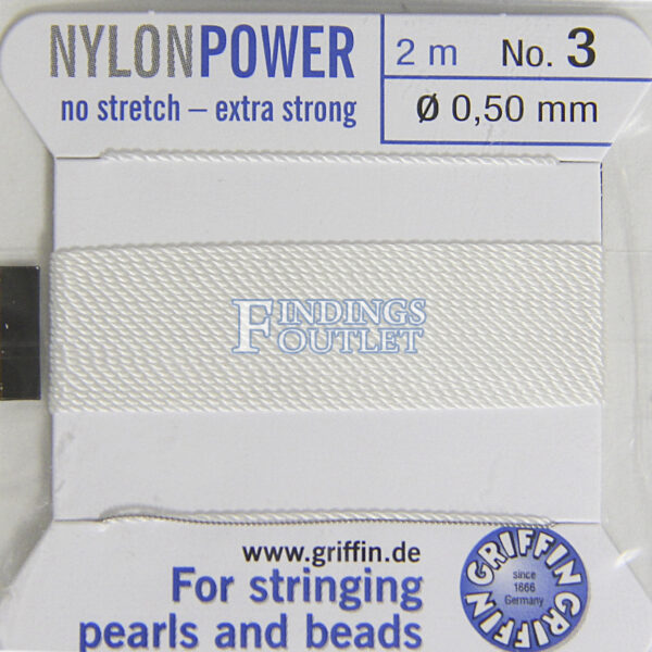 Griffin Nylon Pearl Bead Stringing Cord Size #3 Cord Back